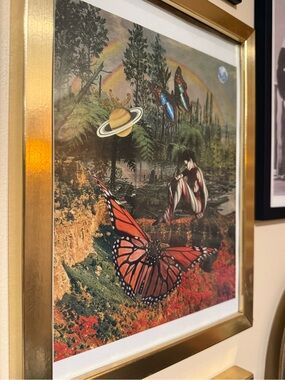 Framed Monarch Butterfly Art Print in Gold Frame Original Artist Print